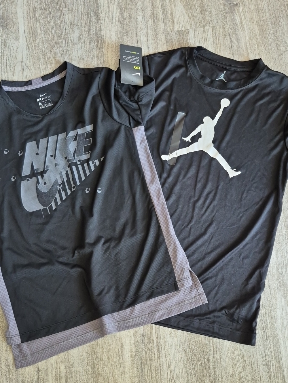 Nike Boys Black & Gray Dri-FIT Sports Shirts - 2 Pack - Picture 1 of 5